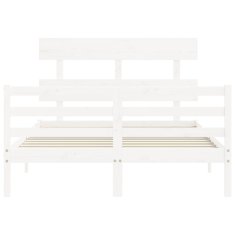 Vidaxl Posteljni okvir z vzglavjem bel 4FT6 trden les