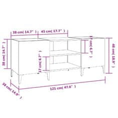 Vidaxl Omarica za gramofonske plošče siva sonoma 121x38x48 cm inž. les