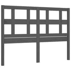Vidaxl Posteljni okvir z vzglavjem siv 140x200 cm trden les