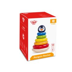 Tooky Toy Lesena piramida Puzzle Pingvin