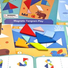 Tooky Toy Puzzle Tangram Sestavljanka za otroke Učenje oblik Številke Oblike 18el.