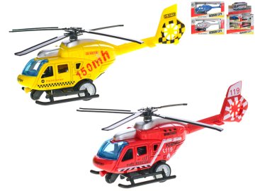 Kovinski helikopter 13 cm - mešanica barv (rdeča, bela, modra, rumena)