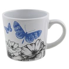 Darilni set, Vanilijeva kava 19 g, skodelica z rožico in metuljčkom 200 ml, pločevinka s cimetovimi palčkami 6 g in žličko