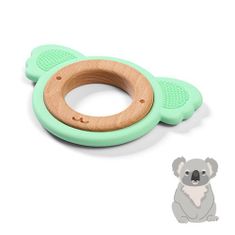 BabyOno Koala leseno-silikonska igrača za grizenje