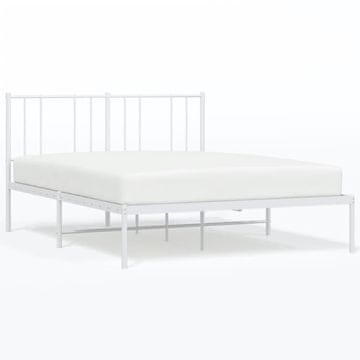 Vidaxl Kovinski posteljni okvir z vzglavjem bel 140x190 cm