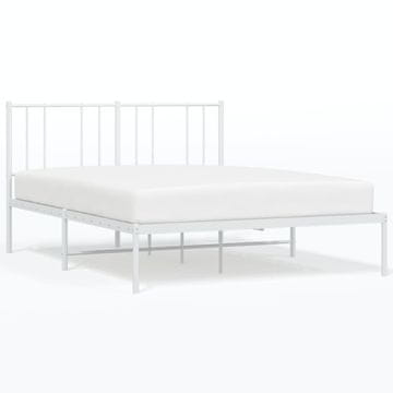 Vidaxl Kovinski posteljni okvir z vzglavjem bel 160x200 cm