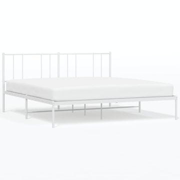 Vidaxl Kovinski posteljni okvir z vzglavjem bel 200x200 cm