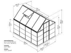 Palram RASTLINJAK POLIKARBONAT - HYBRID (Tip 6x8) - Dim. 185 x 247 cm - ANTRACIT