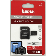 Hama microSDHC 16 GB UHS Hitrostni razred 3 UHS-I 80 MB/s + adapter