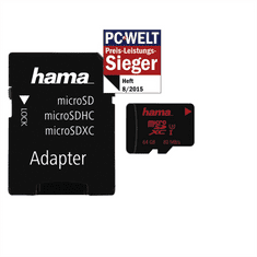 Hama microSDXC 64 GB UHS Hitrostni razred 3 UHS-I 80 MB/s + adapter