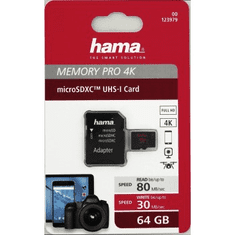 Hama microSDXC 64 GB UHS Hitrostni razred 3 UHS-I 80 MB/s + adapter