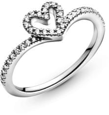 Pandora Romantični srebrni prstan s srcem Wish 199302C01 (Obseg 54 mm)