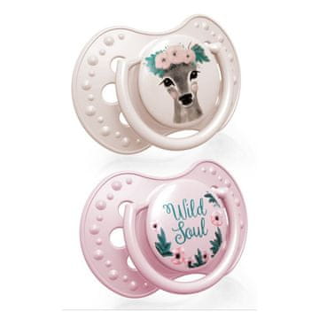 LOVI Dojenček z mini etiketo 0-2 m silikonski dinamični Wild soul 2 kosa deklica