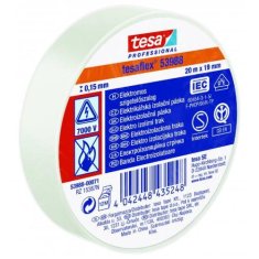 Tesa PVC električni trak 53947, IEC, 20 m x 19 mm, bel