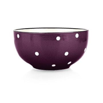 Toro SKLEDA VIJOLIČNA Z BELIMI PIKAMI, 490ML, 13CM KERAMIKA