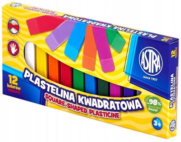 Astra Kvadratni plastelin za otroke 12 barv