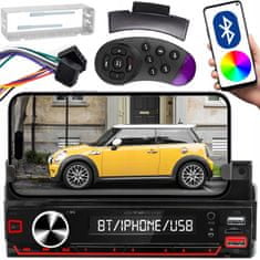 Dexxer 12V 1DIN Mobile avtoradio 4x50W MP3 2x USB Bluetooth pametno držalo RGB
