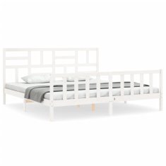 Vidaxl Posteljni okvir z vzglavjem bel 6FT trden les