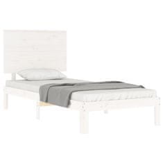 Vidaxl Posteljni okvir z vzglavjem bel 90x200 cm trden les