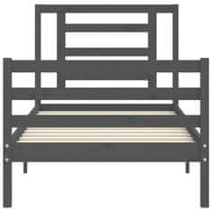 Vidaxl Posteljni okvir z vzglavjem siv 90x200 cm trden les