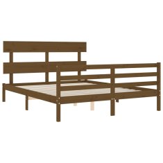 Vidaxl Posteljni okvir z vzglavjem medeno rjav 160x200 cm trden les