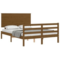 Vidaxl Posteljni okvir z vzglavjem medeno rjav 4FT trden les