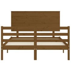 Vidaxl Posteljni okvir z vzglavjem medeno rjav 140x200 cm trden les