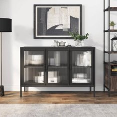 Vidaxl Komoda črna 105x35x70 cm steklo in jeklo