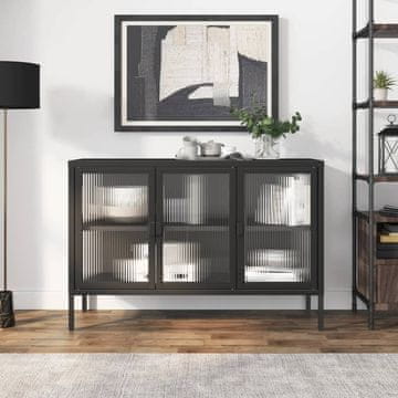 Vidaxl vidaXL Omarica, črna, 105x35x70 cm, steklo in jeklo
