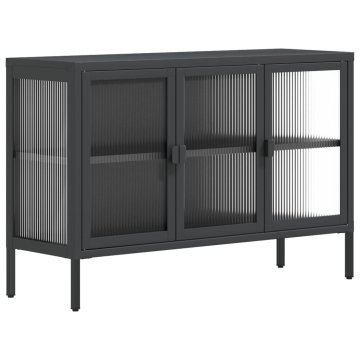 Vidaxl Komoda črna 105x35x70 cm steklo in jeklo