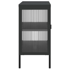 Vidaxl Komoda črna 105x35x70 cm steklo in jeklo