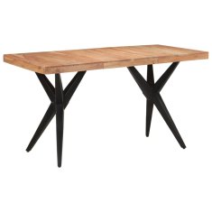 Vidaxl Jedilna miza črna 140x70x76 cm trdna akacija