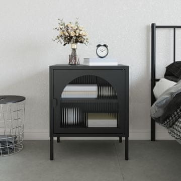 Vidaxl vidaXL Nočna omarica črna 50x35x60 cm steklo in jeklo