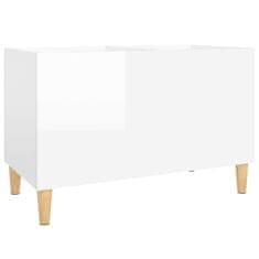 Vidaxl Omarica za gramofonske plošče sijaj bela 74,5x38x48 cm inž. les