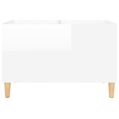 Vidaxl Omarica za gramofonske plošče sijaj bela 74,5x38x48 cm inž. les
