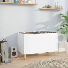 Vidaxl Omarica za gramofonske plošče sijaj bela 74,5x38x48 cm inž. les