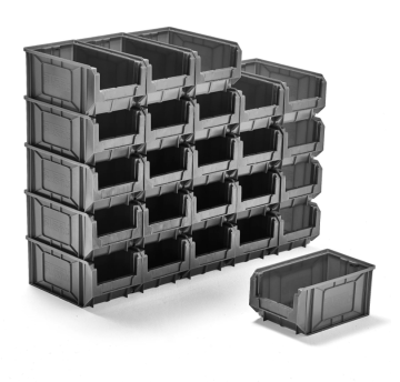 AJProsigma Shranjevalni zabojček, 345x205x165 mm, 24 v paketu, sivi