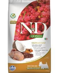 Farmina Granule za pse N&D dog QUINOA (GF) adult mini, koža in dlaka, prepelica in kokos 2,5 kg