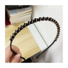 Flamenco Mystique Črna diadem s kristali, premer 12 cm, širina 0,7 cm