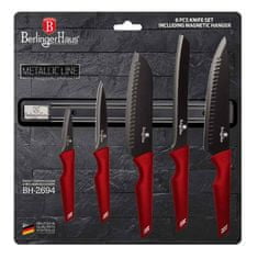 Berlingerhaus Komplet nožev z magnetnim držalom 6 kosov Burgundija Metallic Line BH-2694