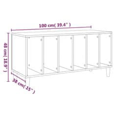 Vidaxl Omarica za gramofonske plošče betonsko siva 100x38x48 cm les