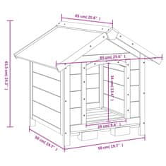 Vidaxl Pasja uta rjava 65x65x61,5 cm trdna borovina