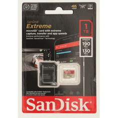 SanDisk Extreme microSDXC 1TB + SD adapter190MB/s in 130MB/s A2 C10 V30 UHS-I U3