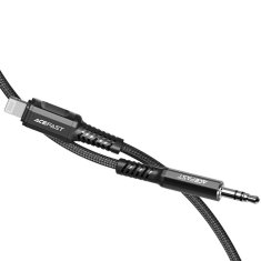 AceFast Avdio kabel AUX za iPhone MFI Lightning - 3,5 mm mini jack 1,2 m črn