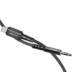 slomart acefast avdio kabel usb tip c - 3,5 mm mini jack (moški) 1,2 m, aux črn (c1-08 black)