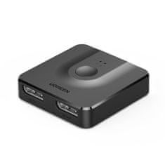 slomart ugreen cm430 razdelilnik signala 2x displayport (vhod) na 1x displayport (izhod) stikalo 4k/1080p črno (60622)