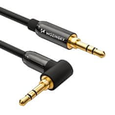 WOZINSKY AUX kabel, kotni moški-moški kabel mini jack 3 m črn