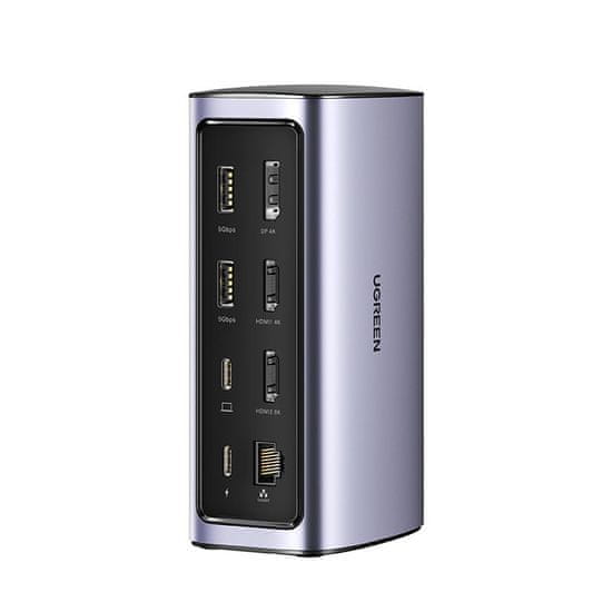 Ugreen UGREEN MULTIFUNKCIJSKA PRIKLJUČNA POSTAJA HUB 12V1 USB C USB HDMI DP RJ45 AUX SD TF SIVA (CM555)