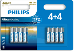 Philips Ultra Alkaline baterije, AAA, 4+4 kosi, blister