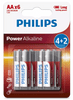 Philips Power Alkaline baterije, AA, 4+2 kosa, blister